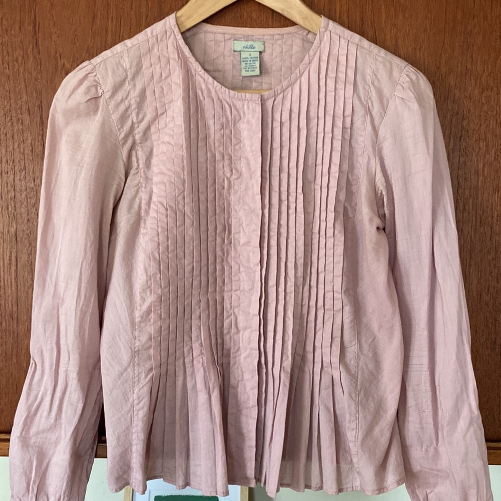 Anthropologie Odille pinkish/lavender shirt. Pleated in front and middle back. - Picture 2 of 13